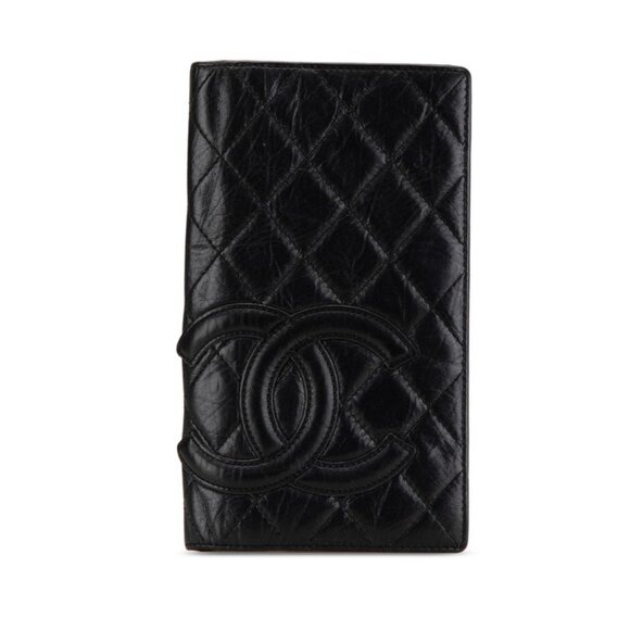 CHANEL Black Lambskin Leather Logo Wallet - Picture 1 of 8